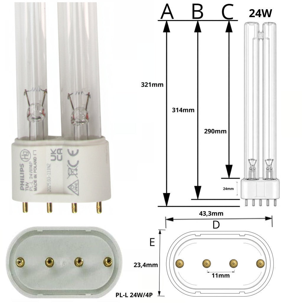 UVC-rør/pære PL fra 18W - 60W (Philips)